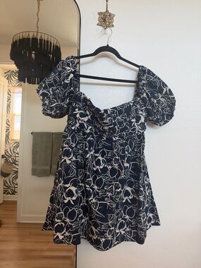 Abercrombie & Fitch Navy Floral Strapless Sundress/Romper